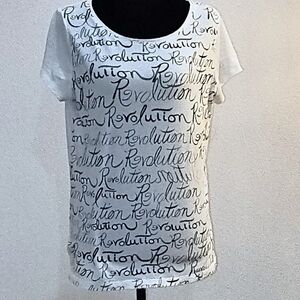 LOFT White Short-Sleeve Script 'Revolution' Tee